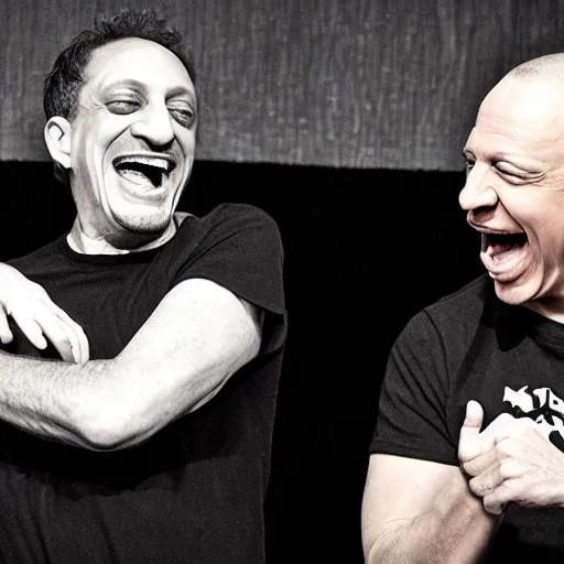 Prompt: anthony cumia and jim norton laughing