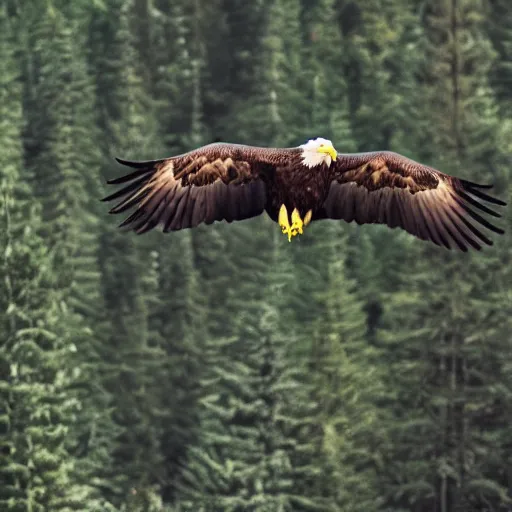 Prompt: eagle flying over a forest