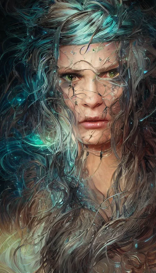 Image similar to string character, furious gorgeous woman, lord of the rings, cyberpunk, neon, fibonacci, sweat drops, insane, intricate, highly detailed, digital painting, artstation, concept art, smooth, sharp focus, illustration, Unreal Engine 5, 8K, art by artgerm and greg rutkowski and alphonse mucha