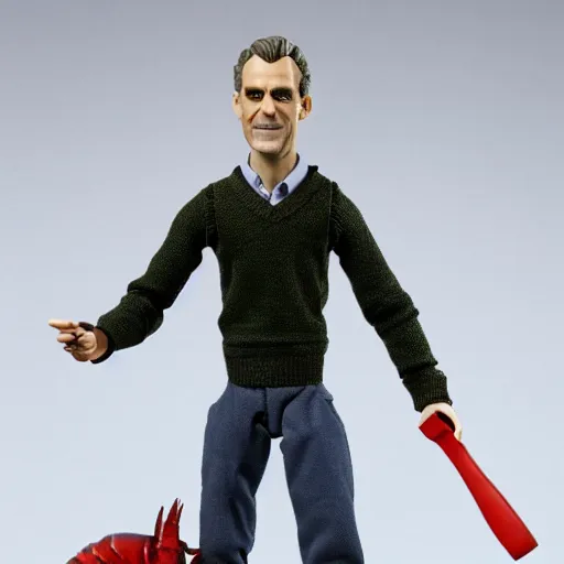 Prompt: Picture of a Jordan Peterson action figure, with real detachable lobster hands