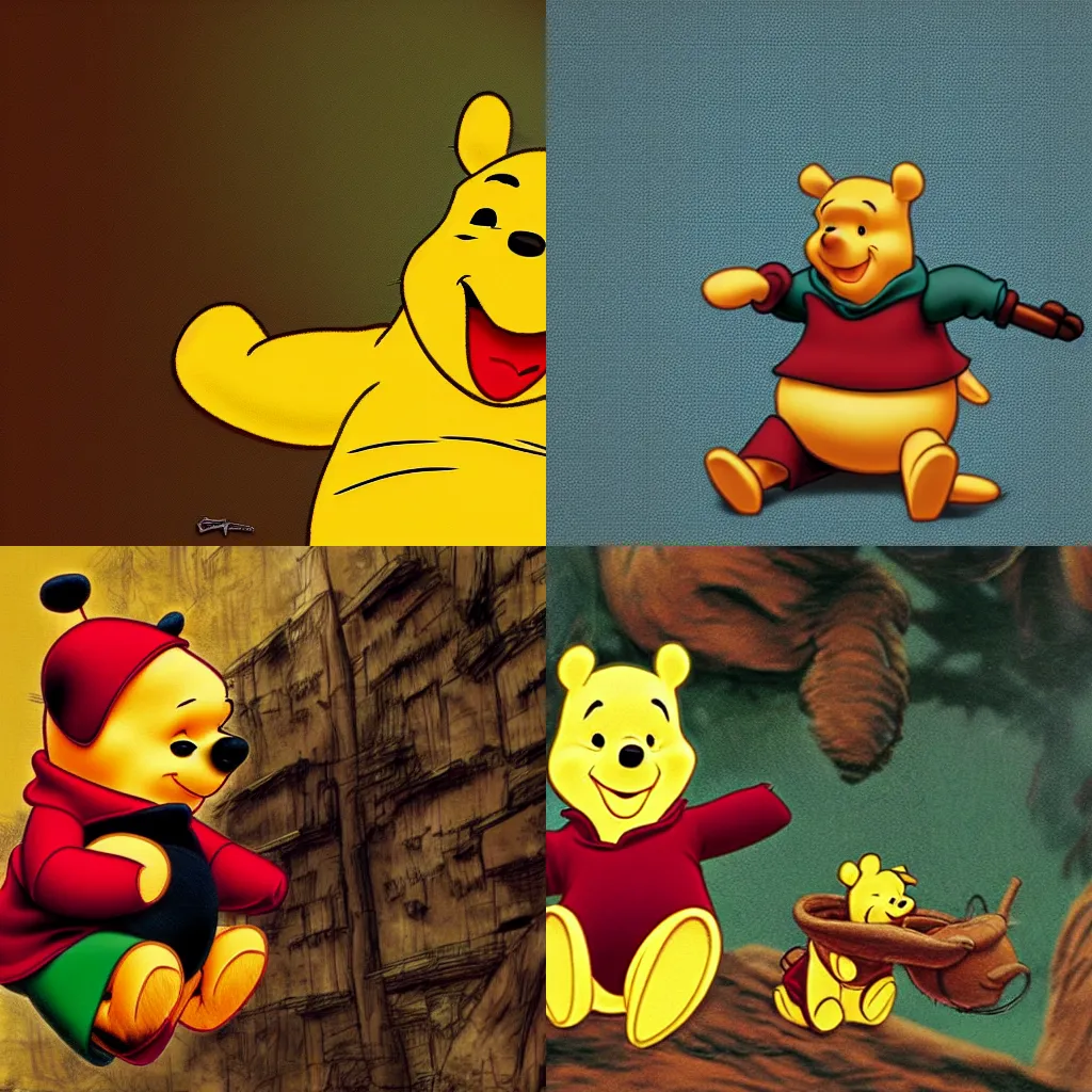 Prompt: Winnie the Pooh as Neo in Matrix, epic movie wallpaper