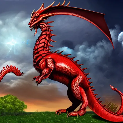 Prompt: ishowspeed fighting a big red dragon in the sky, realistic