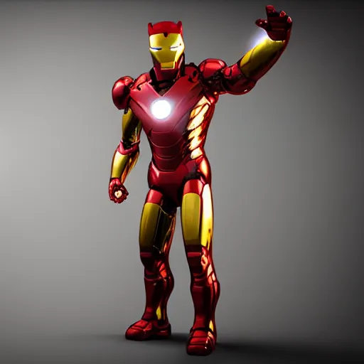 Image similar to cat inside black and gold iron man suit, octane render, realistic lighting, unreal engine