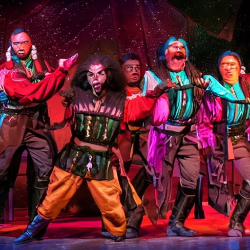 Prompt: A picture of a Klingon musical, in a luminist style