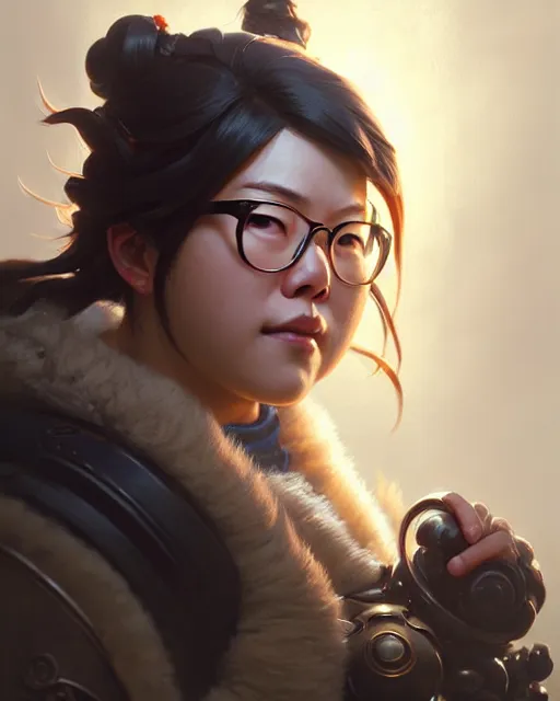 Prompt: mei from overwatch, character portrait, portrait, close up, concept art, intricate details, highly detailed by greg rutkowski, michael whelan and gustave dore