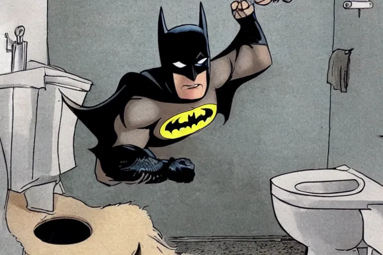 Image similar to batman bathing in the toilet