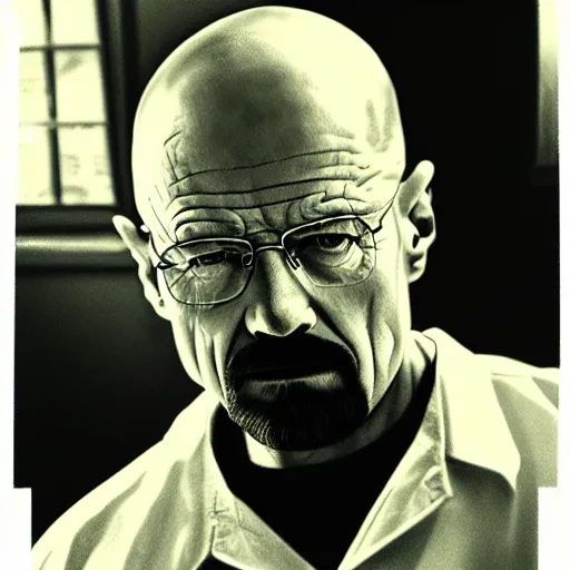 Prompt: Walter White from Breaking Bad, polaroid photo, close-up, side lighting, 4k