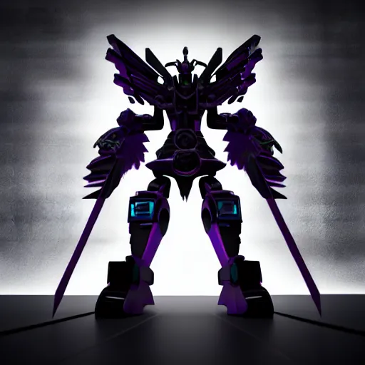 Prompt: goth transformers, 3 d character model, epic, 3 d render, white background, shadows