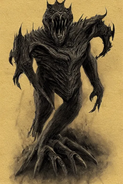 Image similar to creature design, concept art, small, menacing, dark, brooding