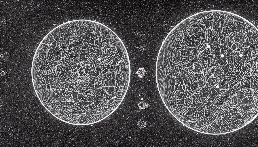 Image similar to bacterial growth in a giant petri dish, by santiago ramon y cajal, cinematic lighting, establishing shot