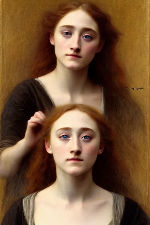 Prompt: saoirse ronan, painting by rossetti bouguereau, detailed art, artstation