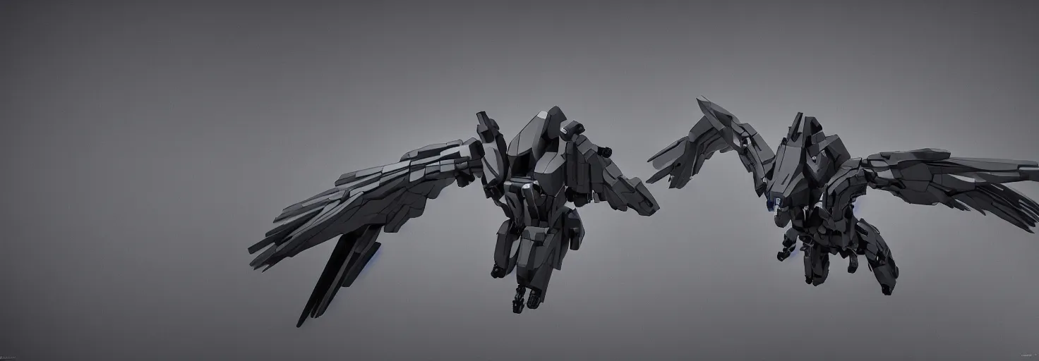 Prompt: symmetry!! a mechanized eagle with it's wings spread, gunmetal grey, top down view!! mecha, jet fighter, space shuttle, robotic, highly detailed, artstation, super realistic, unreal engine