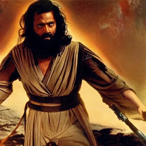 Image similar to a film still of abel ( from the bible ) in star wars 1 9 7 7, realistic, photorealistic