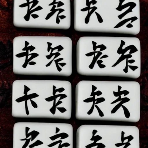 Mahjong tiles made out of black and white chocolate | Stable Diffusion