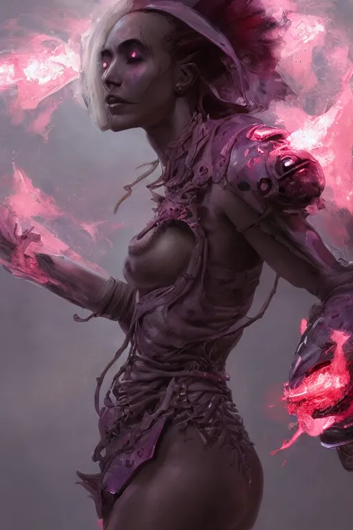 Prompt: torso closeup beautiful girl necromancer, witch - doctor exploding into space casting spell, angels, 3 d render, hyper - realistic detailed portrait, holding fire and electricity, ruan jia, wlop. scifi, fantasy, magic the gathering, hyper detailed, octane render, concept art, peter mohrbacher