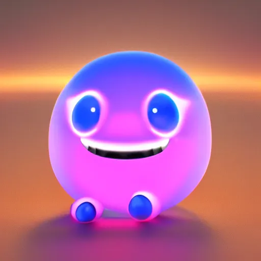 Prompt: glowing jelly, smiling, cute, cartoon 3d render, profile picture