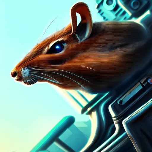 Image similar to a highly detailed long shot photo, cyberpunk mechanical squirrel, intricate, digital painting, artstation, intricate, concept art, smooth, sharp focus