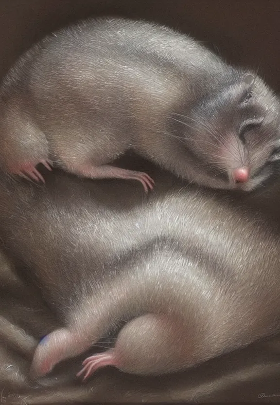 Prompt: sleeping possum having a nightmare, dreaming illusion, highly detailed, trending on artstation