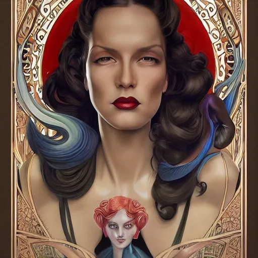 Image similar to an art nouveau, ( streamline moderne ), multi - ethnic and multi - racial portrait in the style of anna dittmann and donato giancola and charles dulac. very large, clear, expressive, and intelligent eyes. symmetrical, centered, ultrasharp focus, dramatic lighting, photorealistic digital matte painting, intricate ultra detailed background.