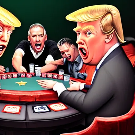 Image similar to donald drump shouting and screaming at poker table