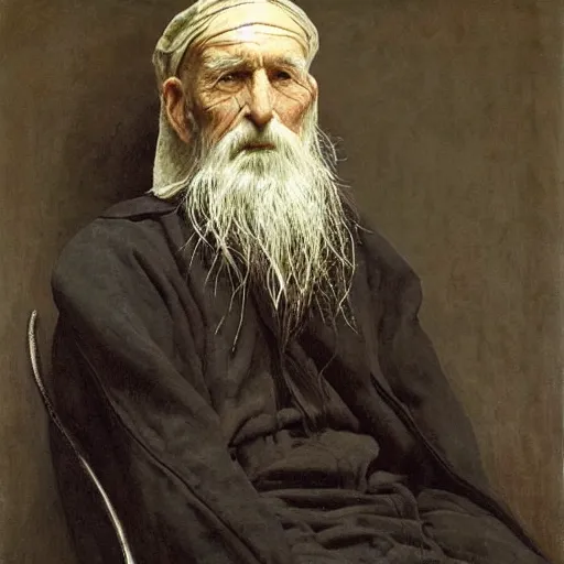 Prompt: portrait of an old wizened man dressed in designer streetwear by rick owens, painted by albrecht anker, jules bastien - lepage, william henry hunt, beautiful painting, soft lighting