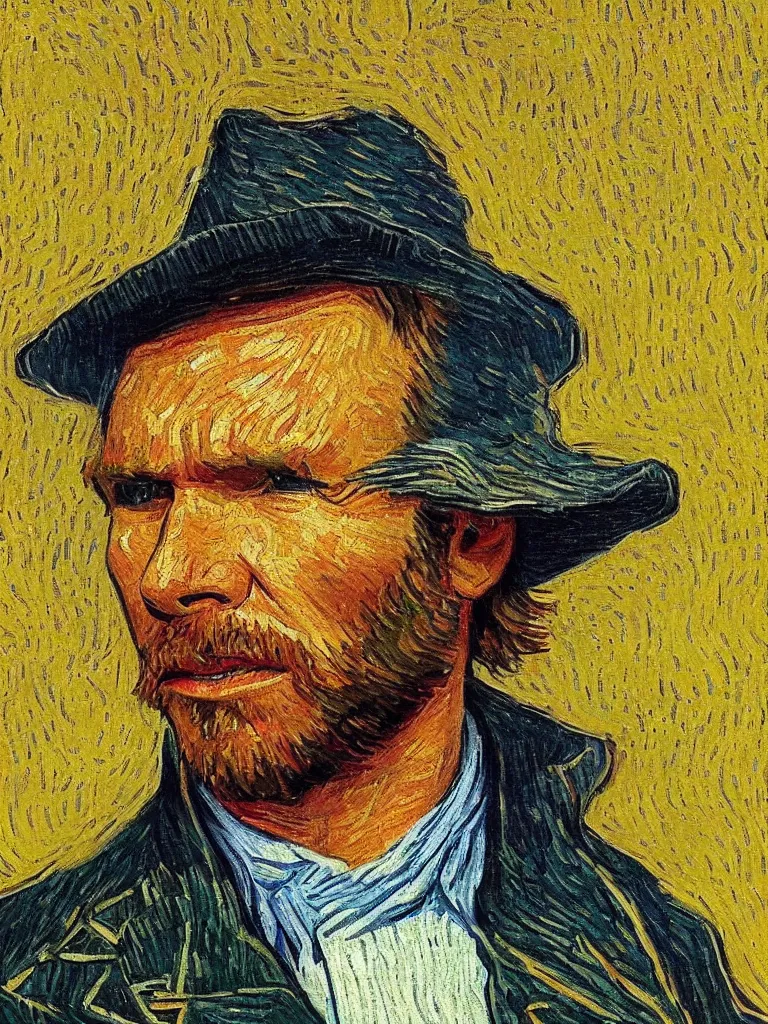 Prompt: harrison ford in the style of van gogh self portrait