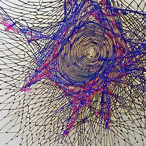 Prompt: Liminal space in outer space, (((string art)))