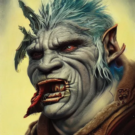 Prompt: detailed photo of a orc bard portrayed by Gary Busey witha lute, 8k,by Tristan Eaton, Stanley Artgermm, Tom Bagshaw, Greg Rutkowski, Carne Griffiths, trending on DeviantArt, face enhance, hyper detailed ,full of color, dramatic lightning, epic stance