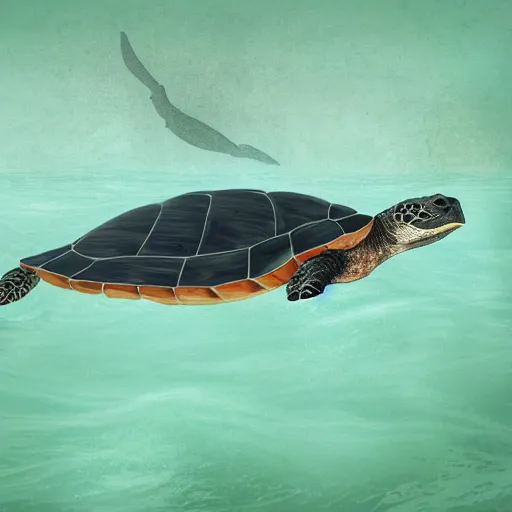 Prompt: a turtle riding a whale in the sea, 8k, digital art, photorealistic