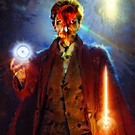 Image similar to david bowie as doctor who, radiant light, caustics, heroic, bright iridescent light, by gaston bussiere, bayard wu, greg rutkowski, maxim verehin