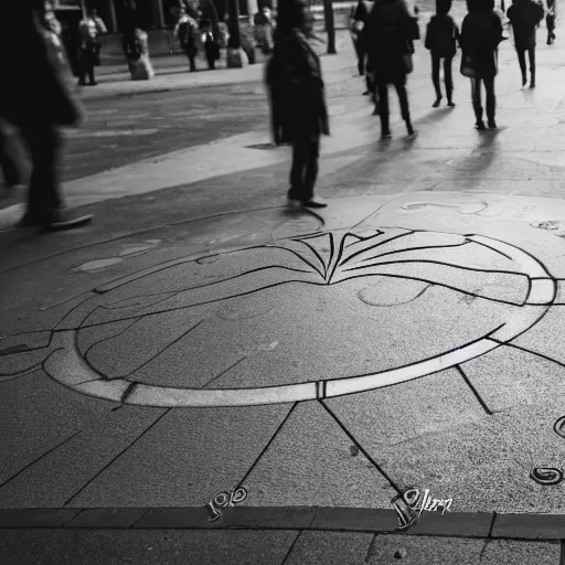 Prompt: Penguin creating magic purple magic satanic circles on the streets, 40nm, shallow depth of field, split lighting, 4k,