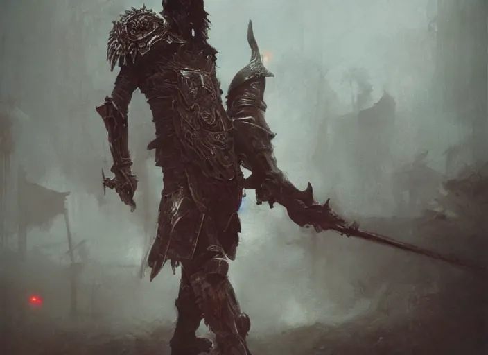 Image similar to warrior concept, beksinski, age of sigma art, ruan jia, dark soul armor concept