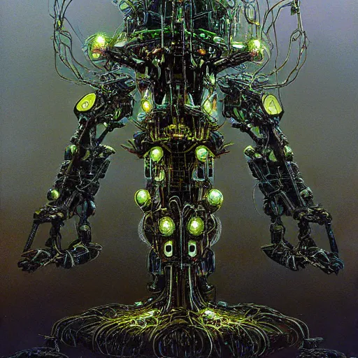 Prompt: hyperdetailed led tree mech by michael Whelan