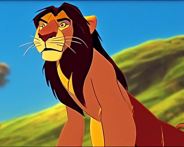 Image similar to scar from the lion king, still, animated movie, disney 1 9 9 0, film