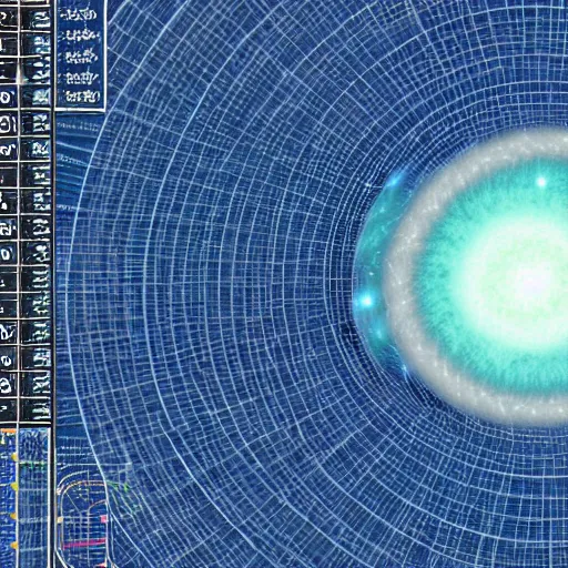 Prompt: 4 d expanding universe flattened in radial direction, fractal