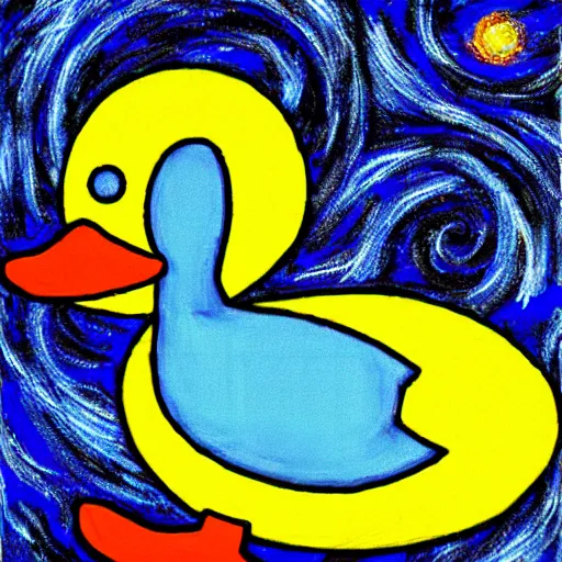 Prompt: duck angel, starry night, by jean deville