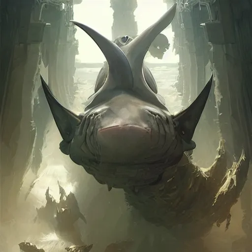 Image similar to cat-shark, smooth, artstation, digital illustration by Ruan Jia and Mandy Jurgens and Artgerm and Wayne Barlowe and Greg Rutkowski and Zdislav Beksinski