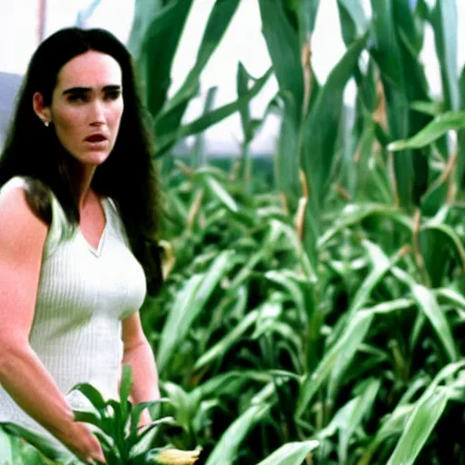 Image similar to jennifer connelly as a corn on the cob