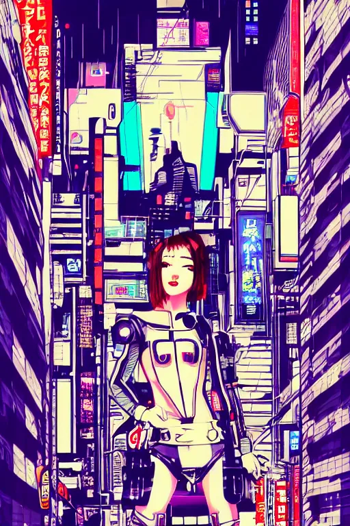 Image similar to futuristic japanese cyberpunk by roy lichtenstein, by ben - day, bladerunner pixiv contest winner, cyberpunk style, cyberpunk color scheme, mechanical, high resolution, hd