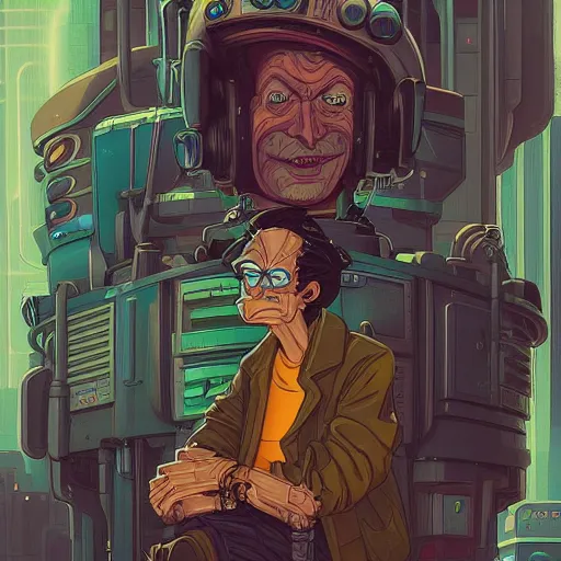 Image similar to akah 0 c 0 k futurama cyberpunk portrait by gaston bussierre and charles vess and james jean and erik jones and rhads, inspired by rick and morty, huge scale, beautiful fine face features, intricate high details, sharp, ultradetailed