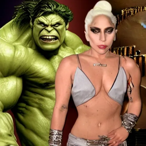 Image similar to lady gaga as hulk