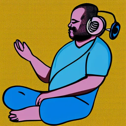 Image similar to sri lankan fat man with headphones playing games, digital art