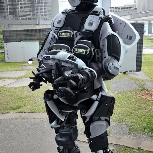 Prompt: a futuristic swat exosuit