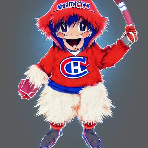 Image similar to anime Portrait of Youppi the Habs Montreal Canadiens Mascot as a very cute powerful and friendly pokemon, highly detailed anime, high evolution, 1990s, legendary, smooth, sharp focus, dynamic lighting, intricate, trending on ArtStation, illustration pokemon, art by WLOP