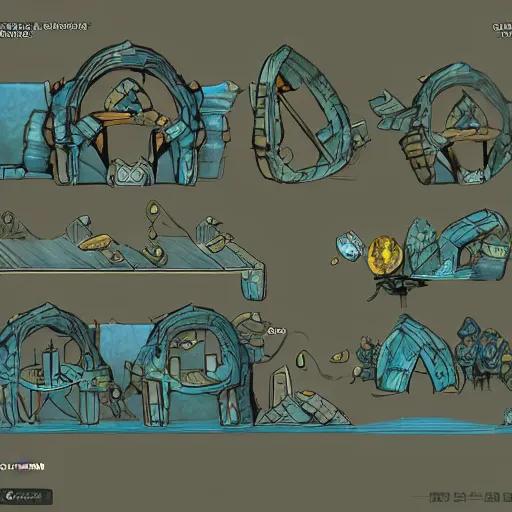 Image similar to blueprints for dofus, concept art, blueprint