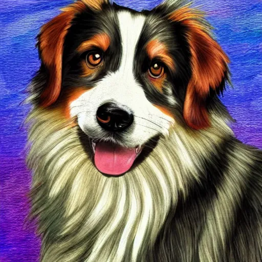 Image similar to australian shepard in the style of neil gaiman