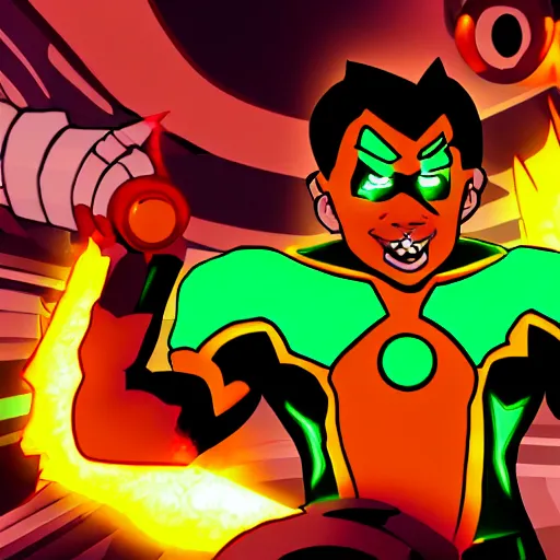 Image similar to ben 1 0 heatblast 3 d art in the style of philipp urlich