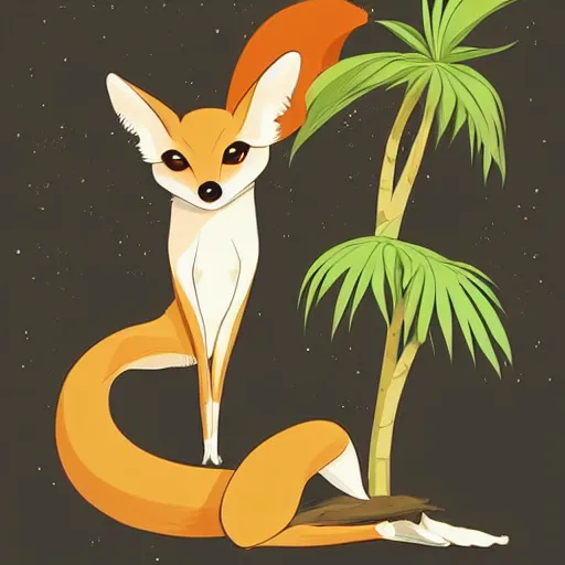 Prompt: fennec fox, clean cel shaded vector art. shutterstock. behance hd by lois van baarle, artgerm, helen huang, by makoto shinkai and ilya kuvshinov, rossdraws, illustration, foolish, palm tree