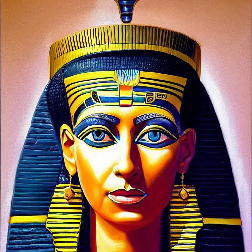 Prompt: Bill Gates Cleopatra, egyptian style background, oil on canvas, professional portrait, highly detailed