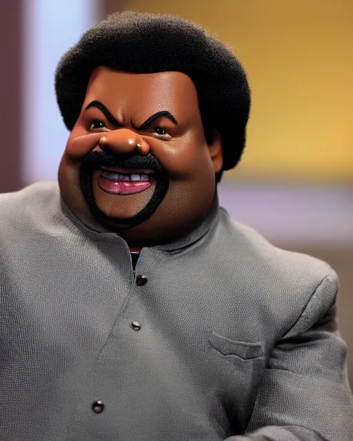 Prompt: craig robinson as a muppet. highly detailed felt. hyper real photo. 4 k.